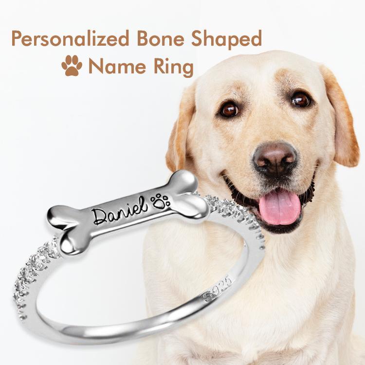 Engraved Ear & Bone Shaped Pet Ring - Melcharm