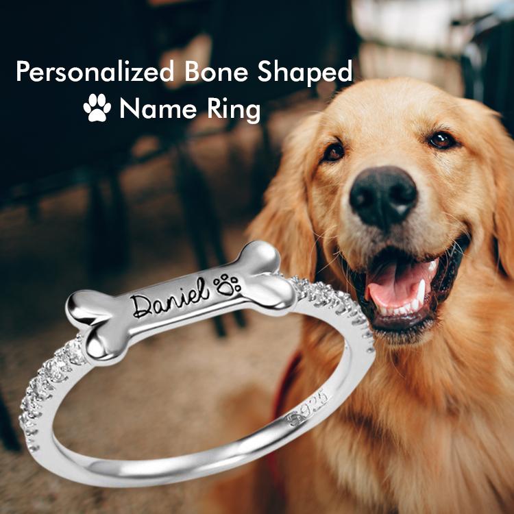 Engraved Ear & Bone Shaped Pet Ring - Melcharm