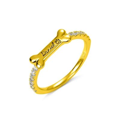 Engraved Ear & Bone Shaped Pet Ring - Melcharm