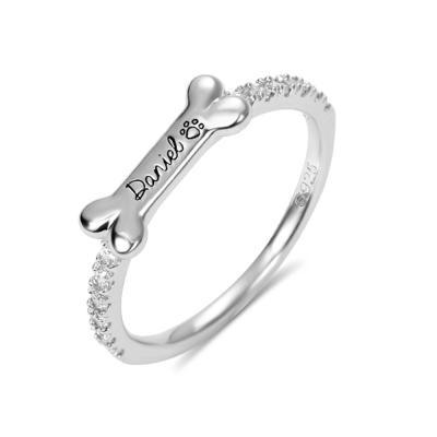 Engraved Ear & Bone Shaped Pet Ring - Melcharm