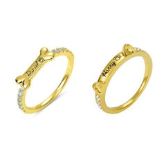 Engraved Ear & Bone Shaped Pet Ring - Melcharm