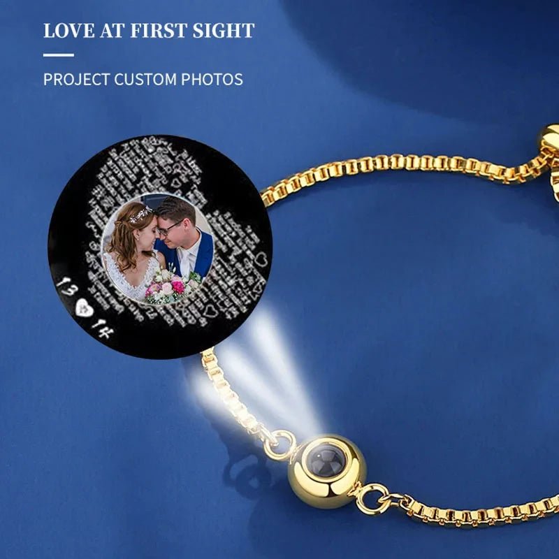 Engraved Nano - Color Projection Bracelet Customized Personalized Photo Round Bracelet Suitable For Female/Male/Couple Gifts - Melcharm