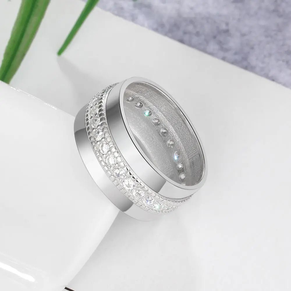 Fashion Personalized Engraved Name Rings for Women Customized Anniversary Engagement Ring with Cubic Zirconia Jewelry Gifts - Melcharm