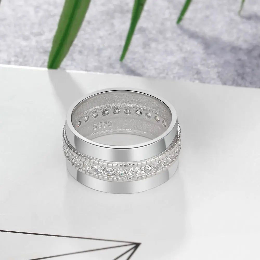 Fashion Personalized Engraved Name Rings for Women Customized Anniversary Engagement Ring with Cubic Zirconia Jewelry Gifts - Melcharm