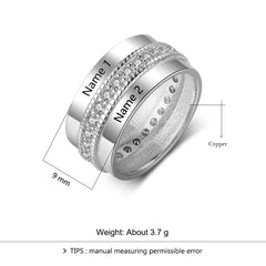 Fashion Personalized Engraved Name Rings for Women Customized Anniversary Engagement Ring with Cubic Zirconia Jewelry Gifts - Melcharm