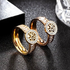 Flower Design Crystal Ring Geometric Square Rhinestones Jewelry - Melcharm