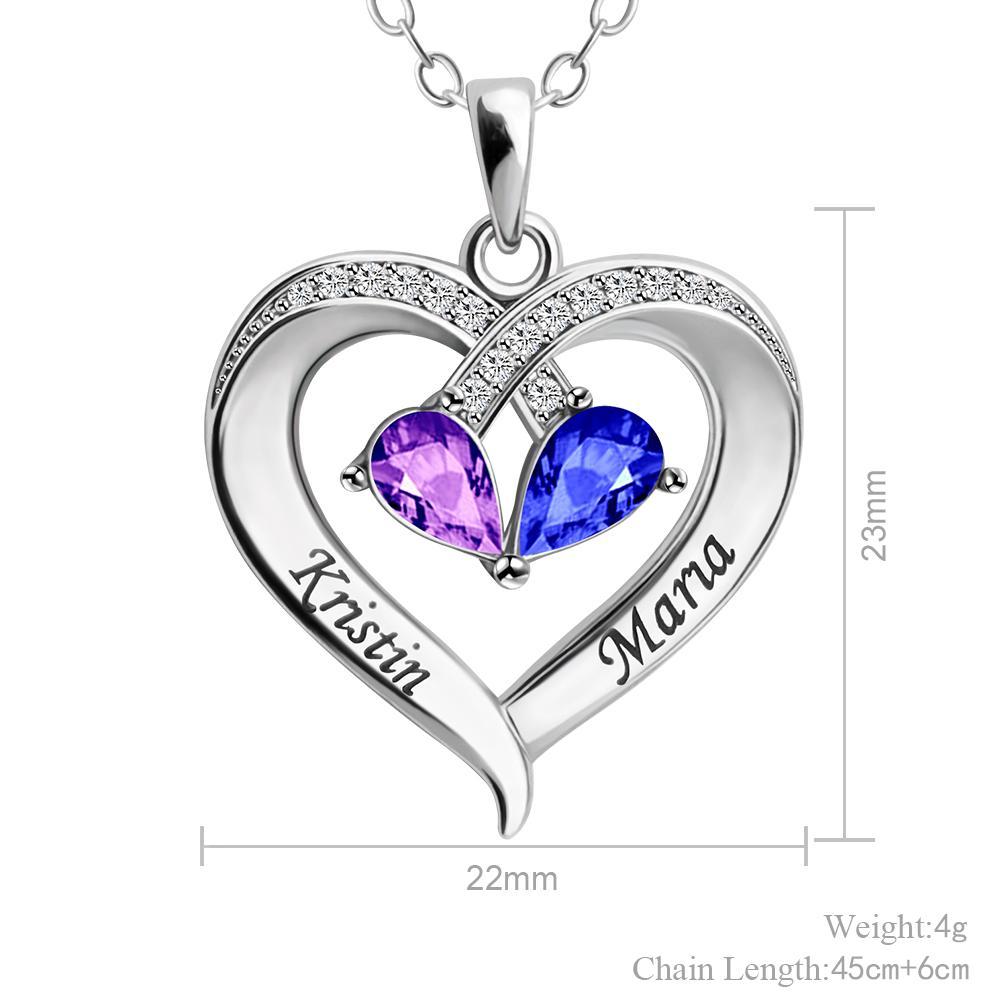 Forever Love Birthstone & Diamond Heart Pendant Necklace - Melcharm