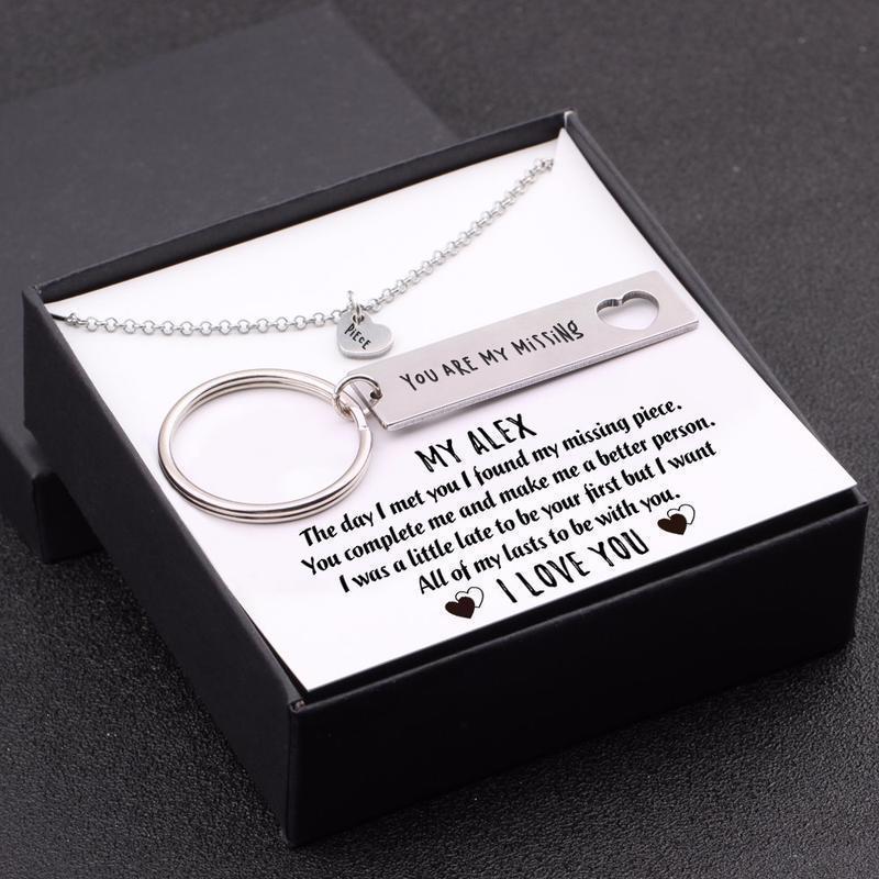 Gift To My Man Keychain Necklace Set - I Want All Of My Lasts To Be With You - Melcharm