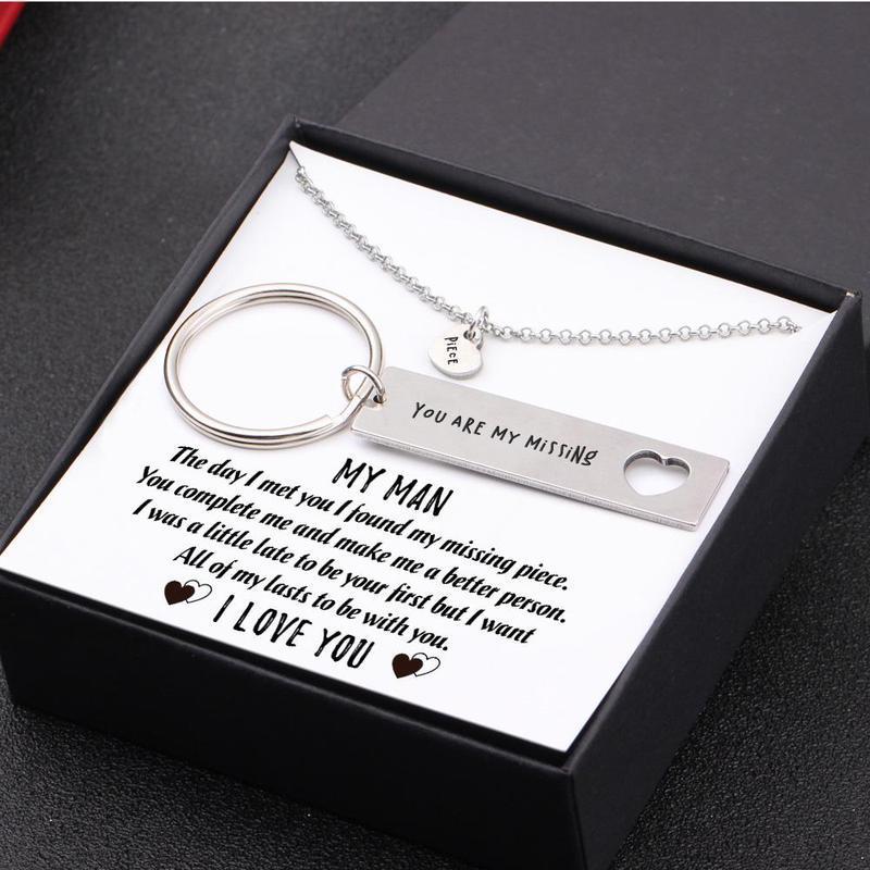 Gift To My Man Keychain Necklace Set - I Want All Of My Lasts To Be With You - Melcharm