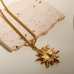 Gold Color 316 L Stainless Steel Sun Pendant Necklace Hip Hop Rock Fashion Choker Necklace - Melcharm