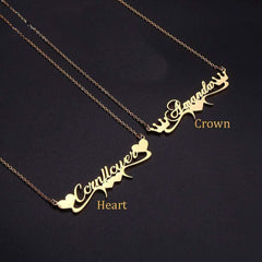 Heart or Crown Personalized Name Necklaces - Melcharm