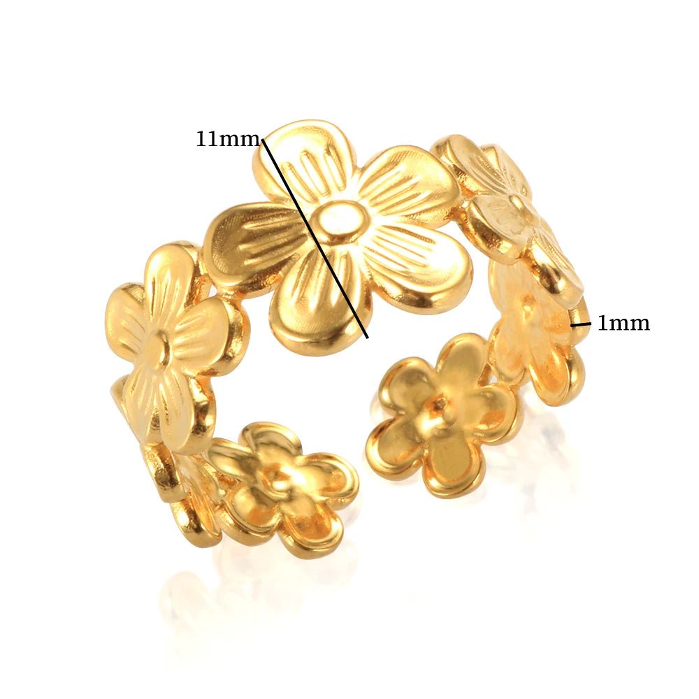 High Quality Sun Flower Ring Stainless Steel Opening Adjustable Ring For Women Chunky Finger Ring Jewelry Gift Wholesale - Melcharm