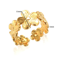 High Quality Sun Flower Ring Stainless Steel Opening Adjustable Ring For Women Chunky Finger Ring Jewelry Gift Wholesale - Melcharm