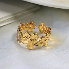 High Quality Sun Flower Ring Stainless Steel Opening Adjustable Ring For Women Chunky Finger Ring Jewelry Gift Wholesale - Melcharm