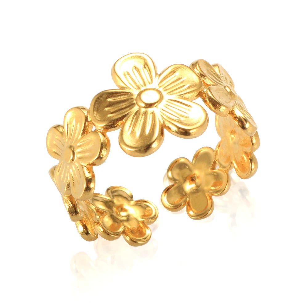 High Quality Sun Flower Ring Stainless Steel Opening Adjustable Ring For Women Chunky Finger Ring Jewelry Gift Wholesale - Melcharm