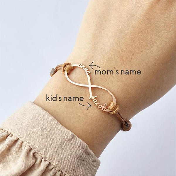 Infinite Bracelet Leather Personalized 1 - 4 Names Mother Gift - Melcharm