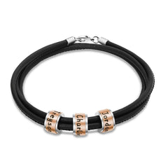 Leather Bracelet With Rolling Custom Beads Men's Gift - Melcharm