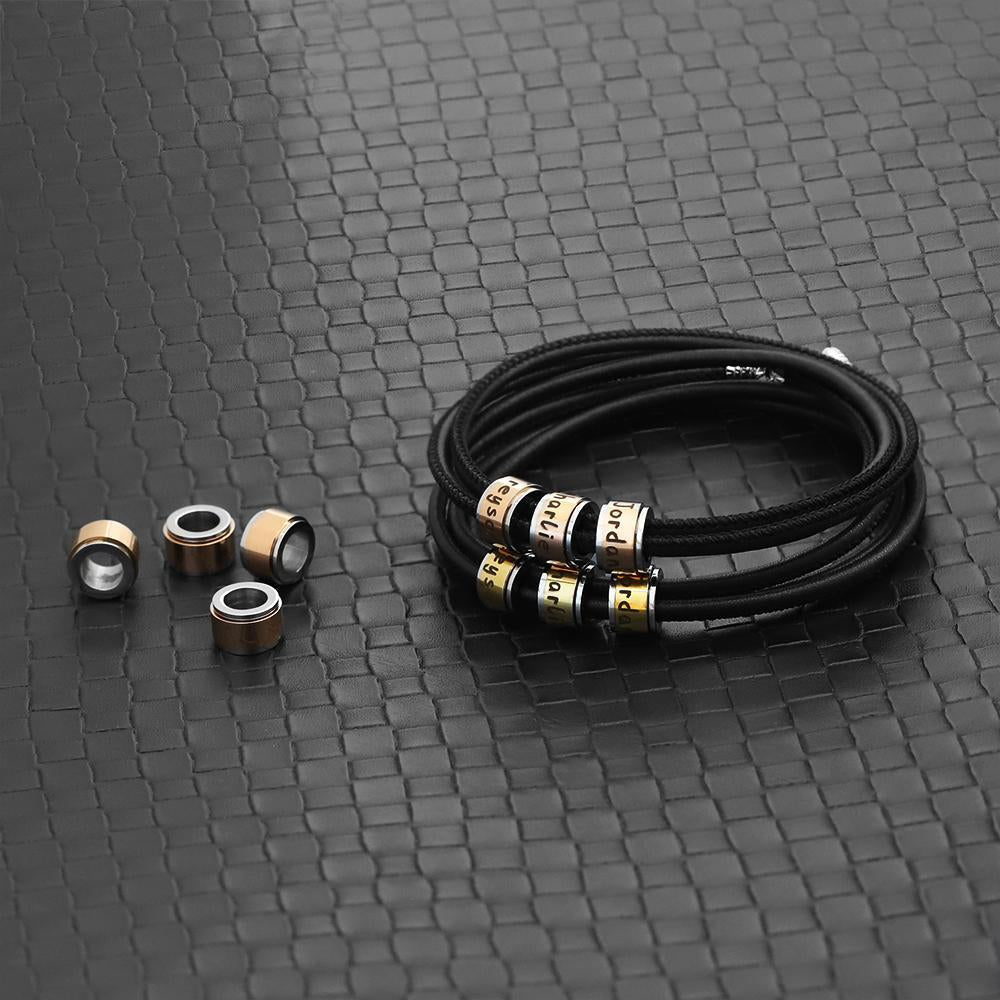 Leather Bracelet With Rolling Custom Beads Men's Gift - Melcharm