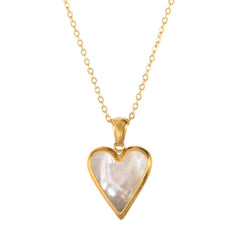 Love Heart Necklace Gold Chain Choker Necklace Shell Pendant Jewelry - Melcharm