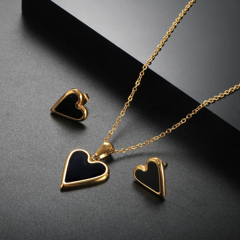 Love Heart Necklace Gold Chain Choker Necklace Shell Pendant Jewelry - Melcharm