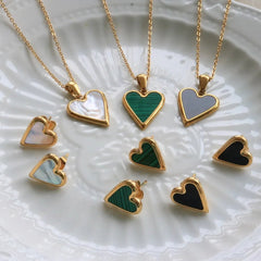 Love Heart Necklace Gold Chain Choker Necklace Shell Pendant Jewelry - Melcharm