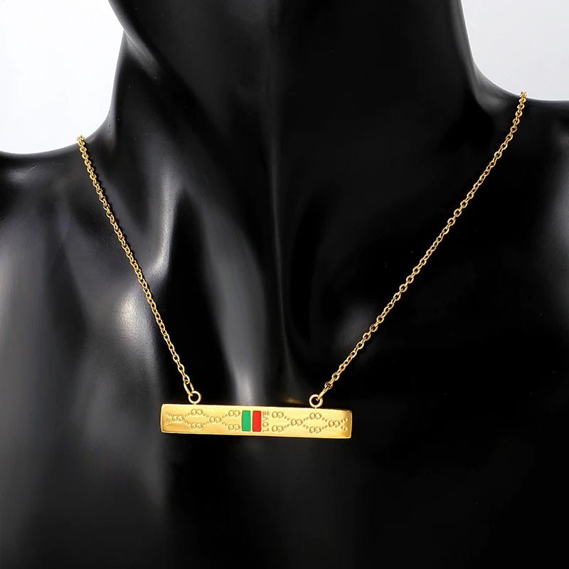 Luxury Gold Color Pendant Necklace Square Shape Love Charm Pendant Necklace For Men Woman Jewelry Gift - Melcharm