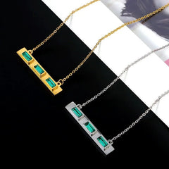 Luxury Necklaces Stainless Steel Square CZ Necklace Jewelry Gift - Melcharm