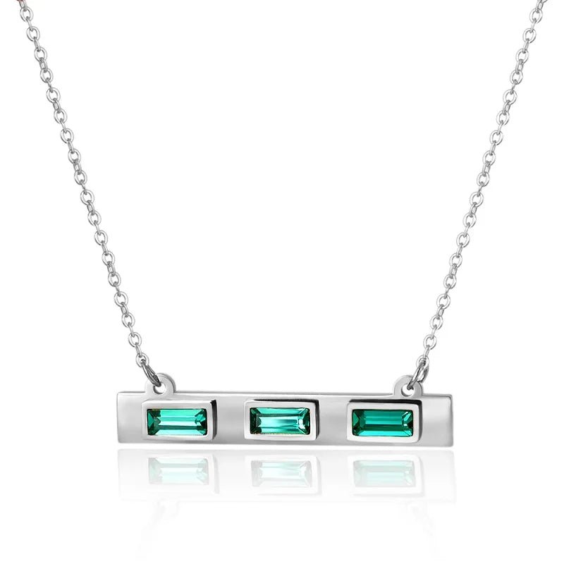 Luxury Necklaces Stainless Steel Square CZ Necklace Jewelry Gift - Melcharm