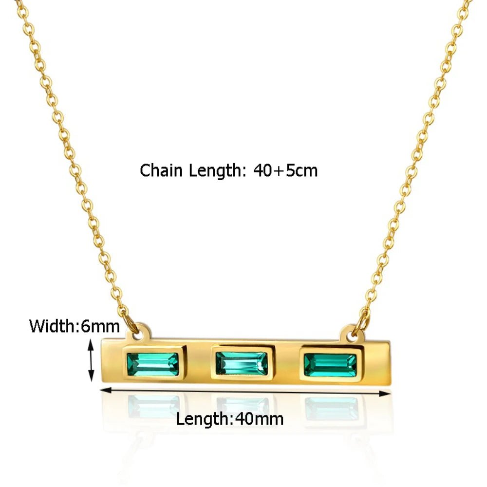 Luxury Square Green Cubic Zirconia Jewelry Set Crystal Cuff Bangle CZ Ring Necklace Jewelry - Melcharm