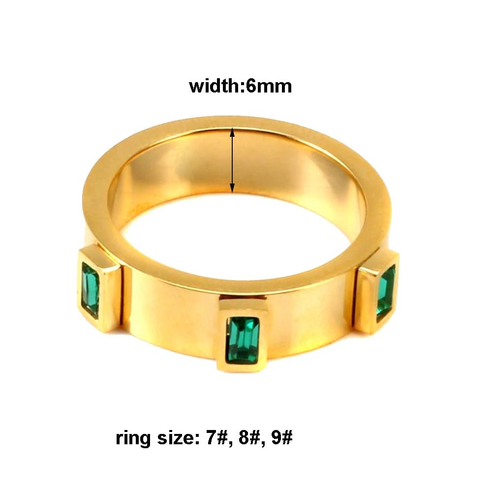 Luxury Square Green Cubic Zirconia Jewelry Set Crystal Cuff Bangle CZ Ring Necklace Jewelry - Melcharm