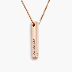 Melcharm Pillar Bar Necklace with Diamond - Melcharm