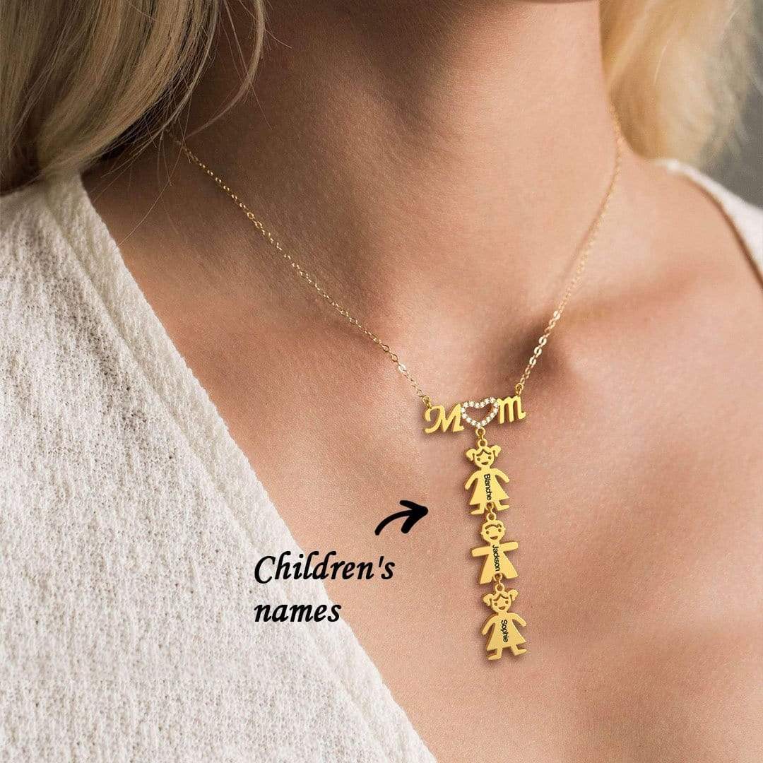 Mother's Gift Personalised Inlay Mom Necklace With Kids Charm - Melcharm