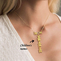 Mother's Gift Personalised Inlay Mom Necklace With Kids Charm - Melcharm