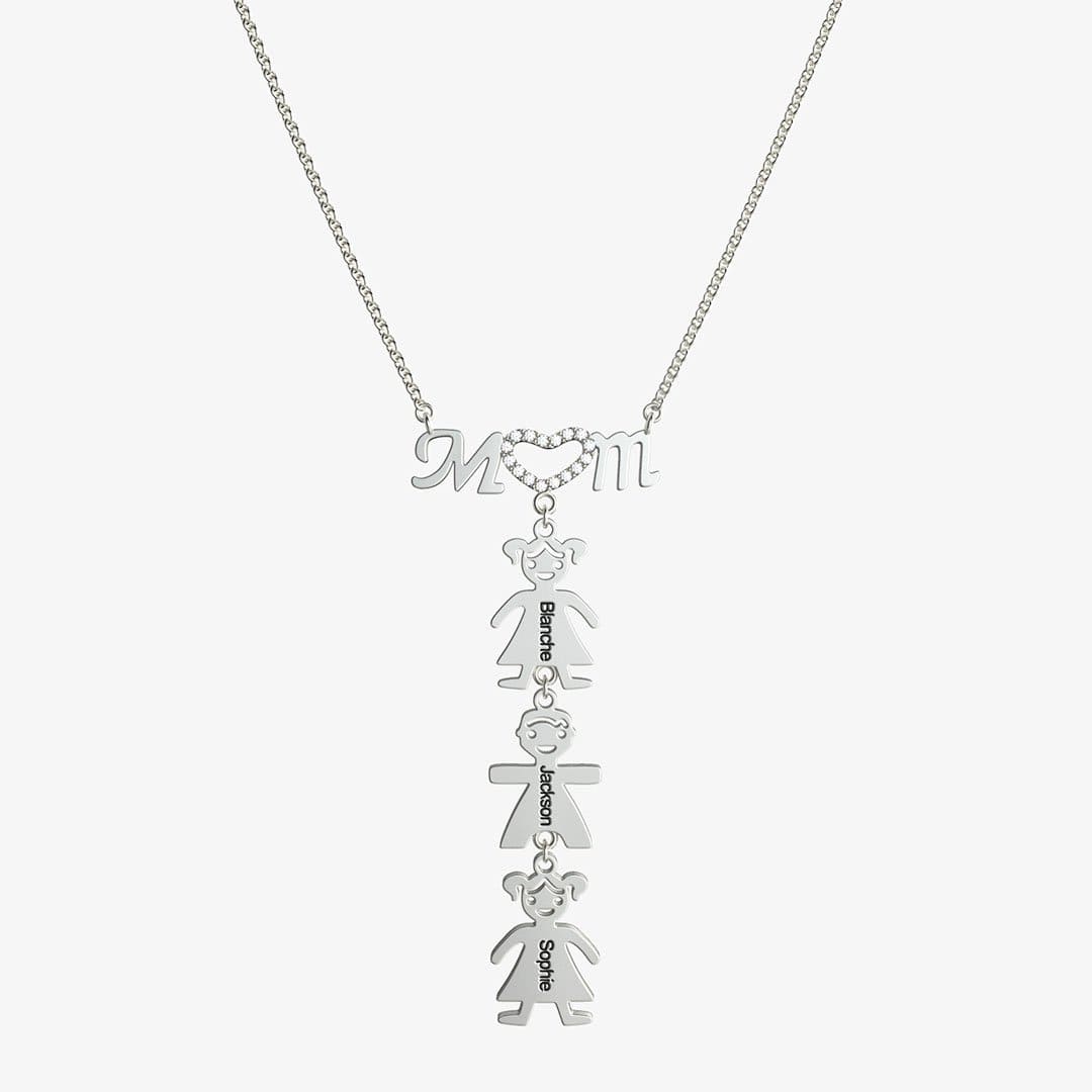 Mother's Gift Personalised Inlay Mom Necklace With Kids Charm - Melcharm