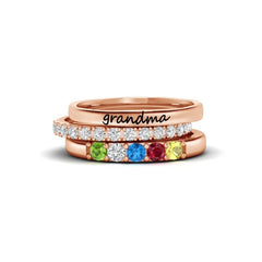 Mother's Ring Personalized Family Name Birthday Gift 3 Ring Set - Melcharm