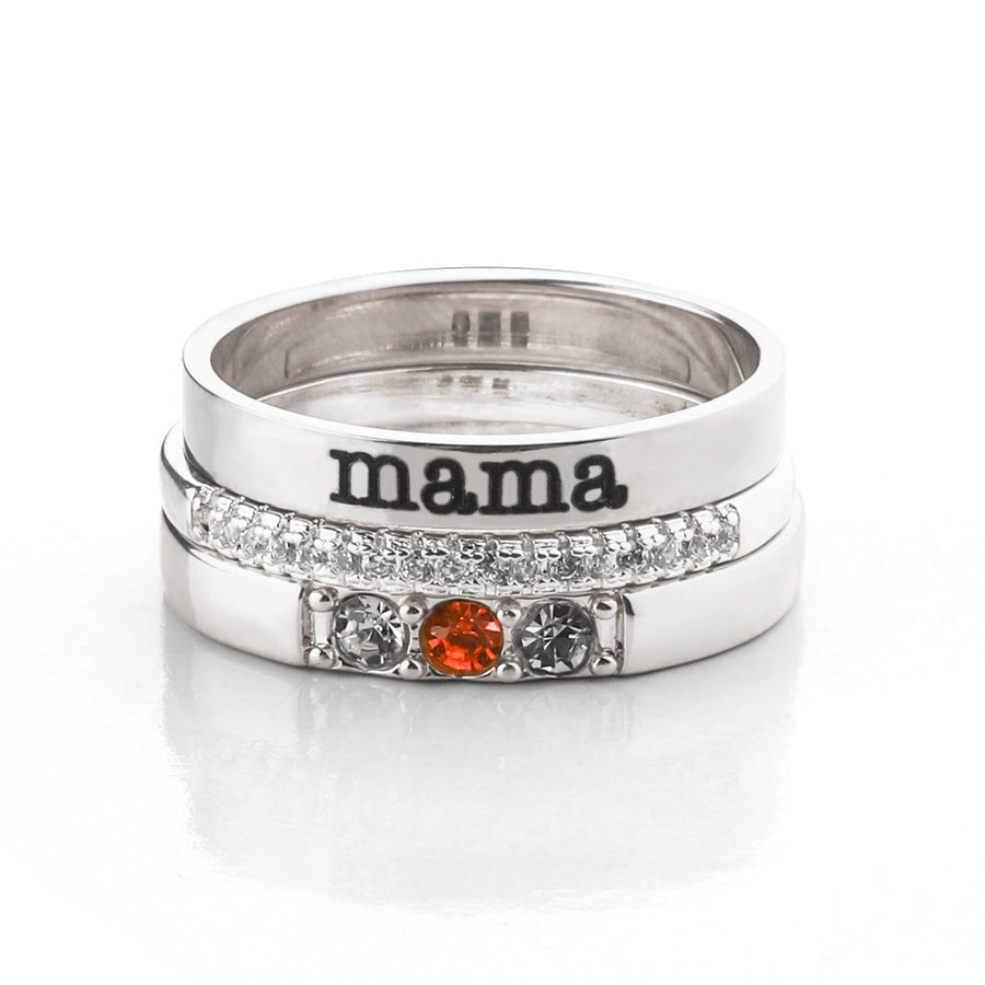 Mother's Ring Personalized Family Name Birthday Gift 3 Rings Set - Melcharm