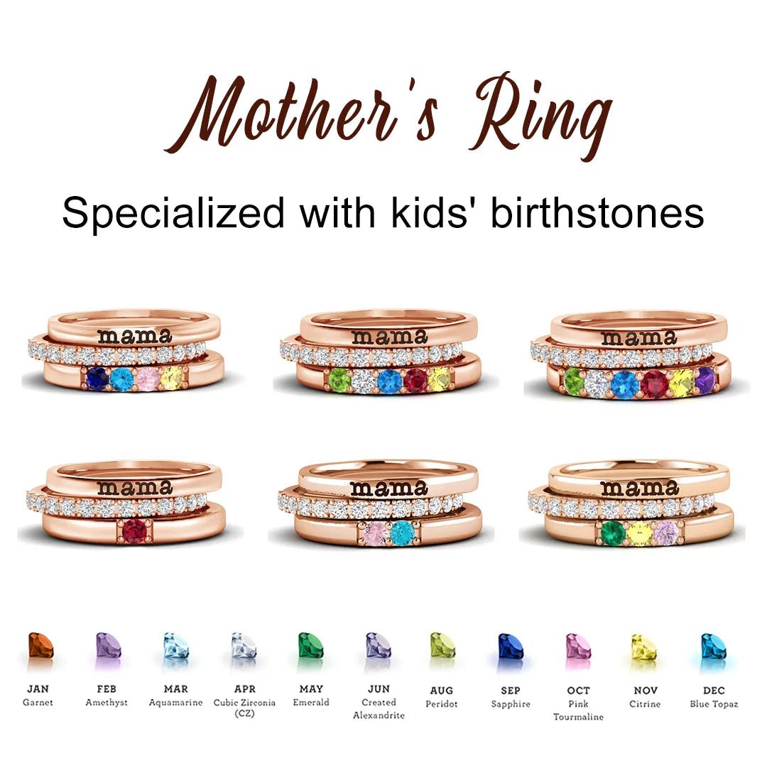 Mother's Ring Personalized Family Name Birthday Gift 3 Rings Set - Melcharm