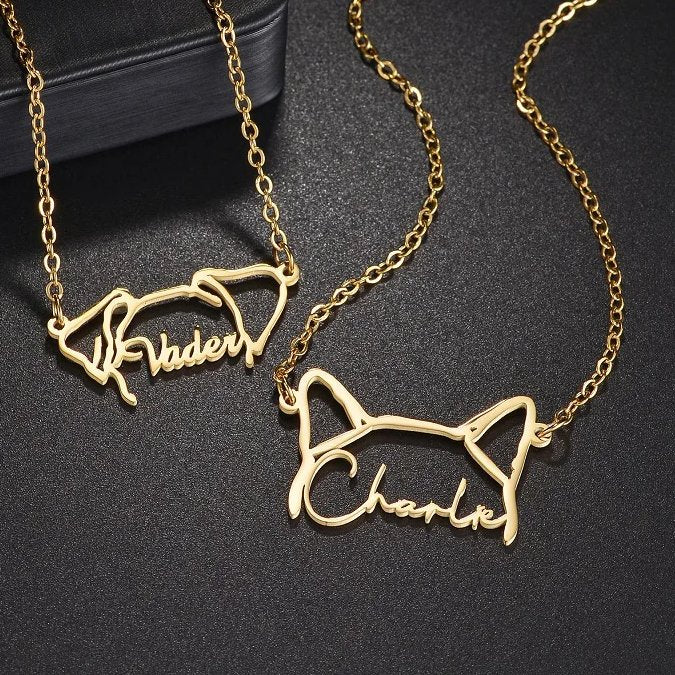 New Personalized Pet Ear Style Cute Custom Name Necklace Stainless Steel Nameplate For Boy Girl Birthday Gift Lovely Jewelry - Melcharm