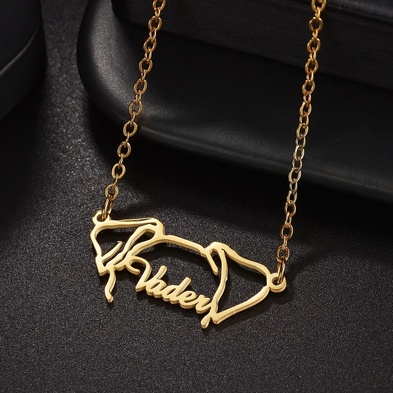 New Personalized Pet Ear Style Cute Custom Name Necklace Stainless Steel Nameplate For Boy Girl Birthday Gift Lovely Jewelry - Melcharm