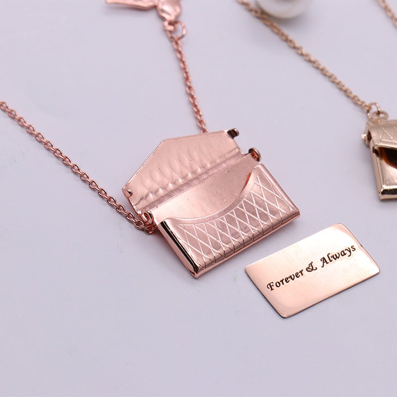 Personalised Photo Bird Pendant Engraved Envelope Bag Necklace - Melcharm