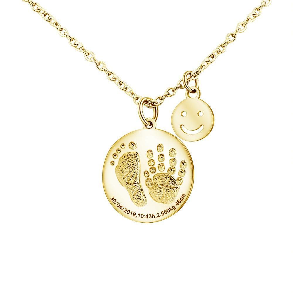 Personalized Baby Footprint and Handprint Necklace - Melcharm