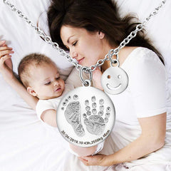 Personalized Baby Footprint and Handprint Necklace - Melcharm