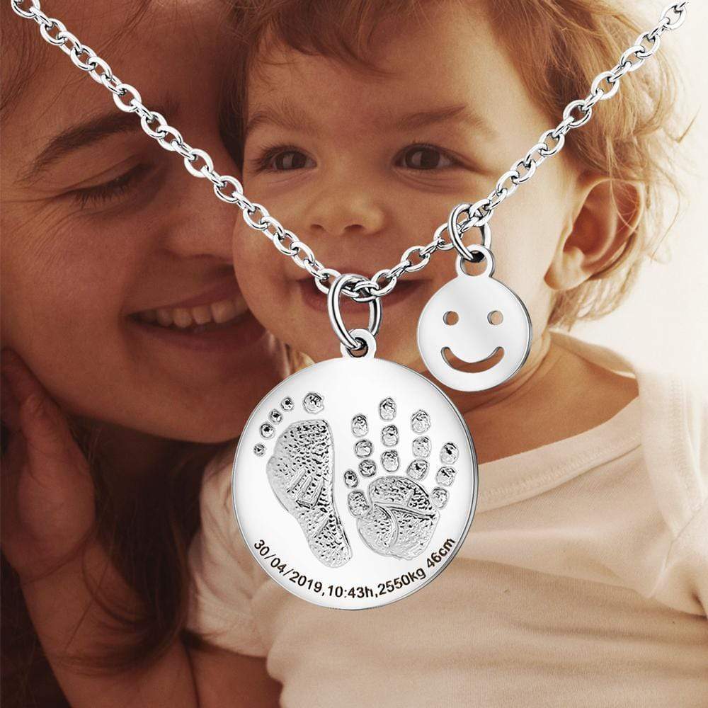 Personalized Baby Footprint and Handprint Necklace - Melcharm