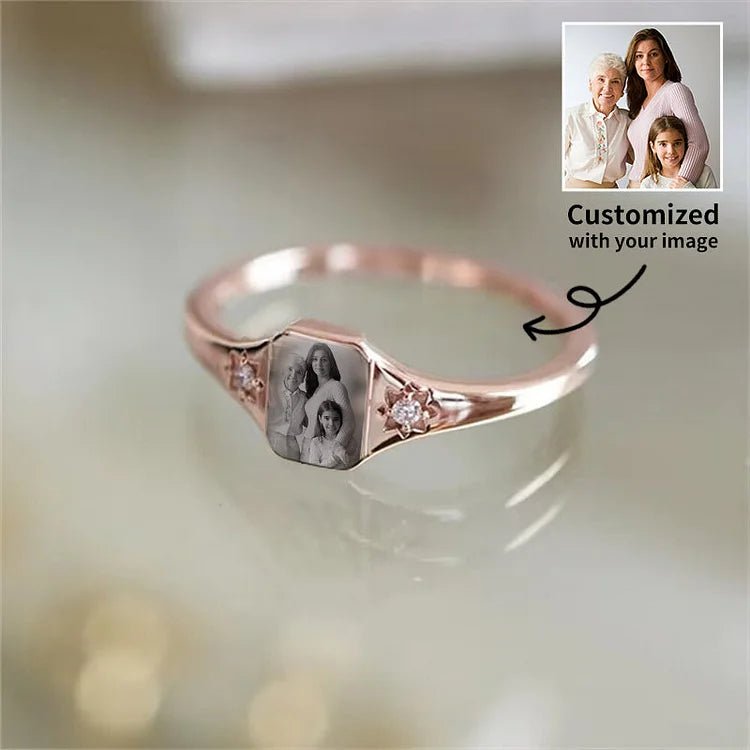 Personalized Birthstone Photo Ring - Melcharm