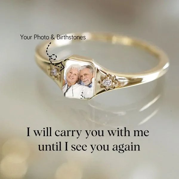 Personalized Birthstone Photo Ring - Melcharm