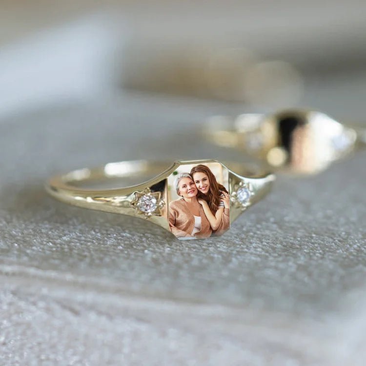 Personalized Birthstone Photo Ring - Melcharm