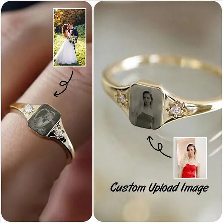 Personalized Birthstone Photo Ring - Melcharm