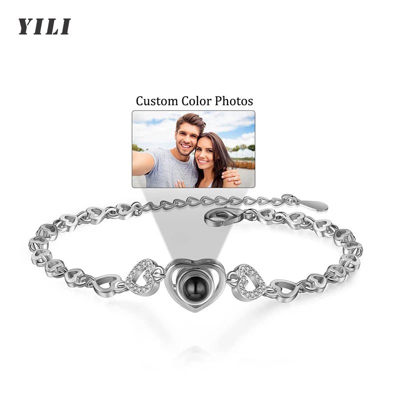 Personalized Bracelets with Picture Inside Photo Projection Bracelets for Women Custom Photo Bracelet Customized Picture Bangle - Melcharm