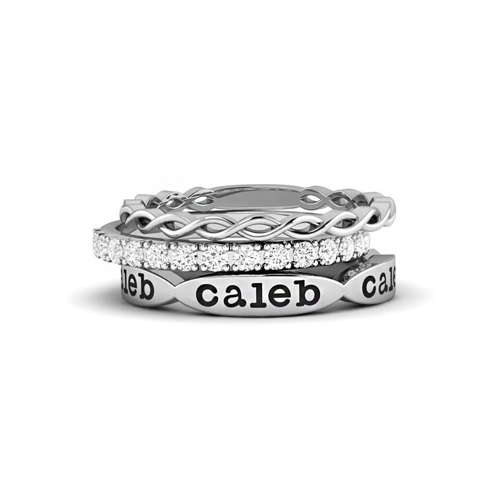 Personalized Family 1~5 Names Birthday Gift 3 Mom's Ring Set - Melcharm