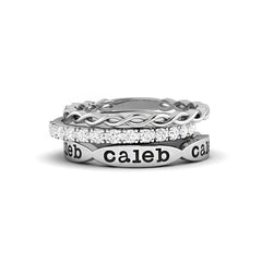 Personalized Family 1~5 Names Birthday Gift 3 Mom's Ring Set - Melcharm